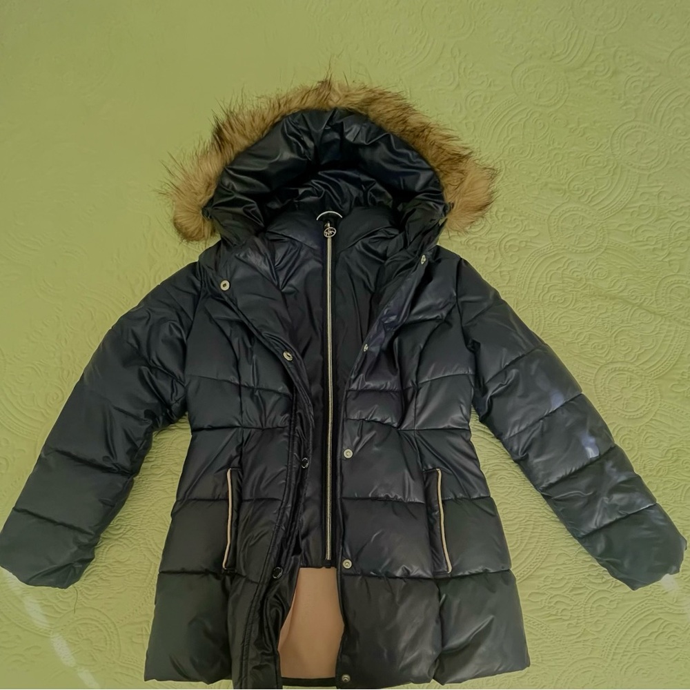 MICHAEL Michael Kors Black Puffer Jacket with Faux Fur Hood